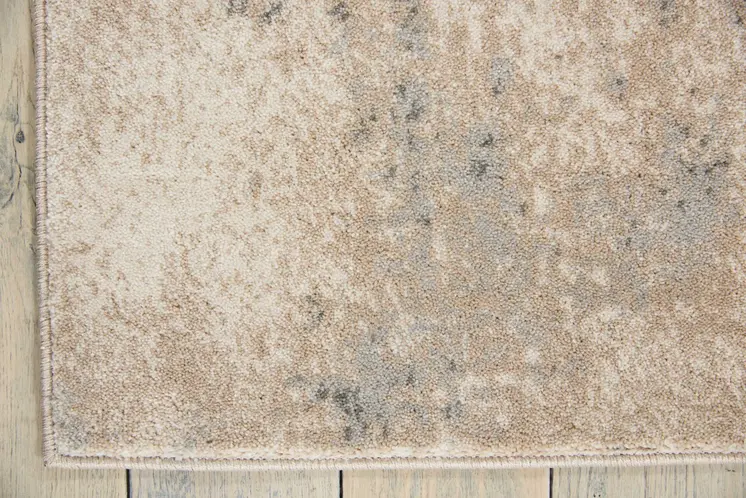 8' X 11' Ivory and Teal Blue Abstract Non Skid Area Rug