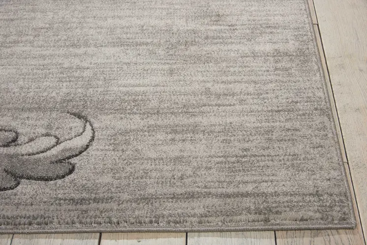 8' X 11' Graphite and Black Floral Vines Non Skid Area Rug