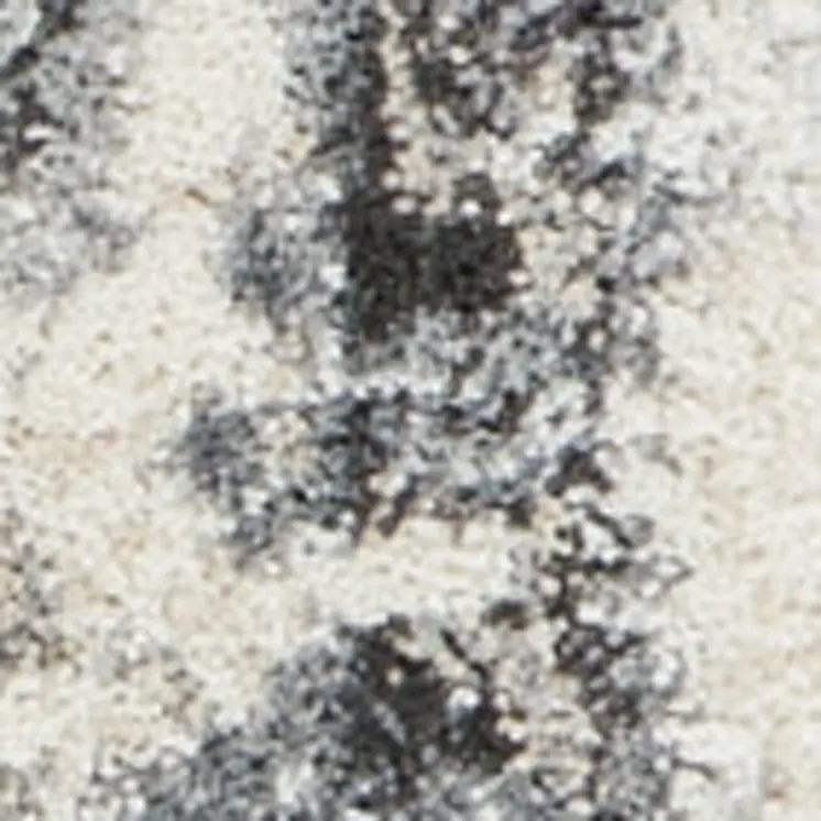 8' Cream and Gray Floral Distressed Runner Rug