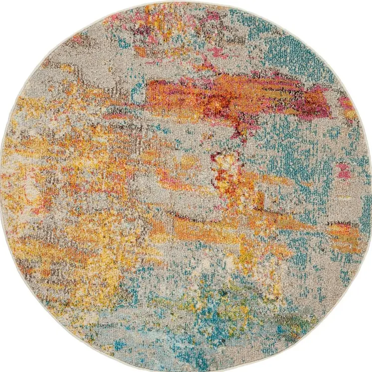 8' X 11' Ivory Abstract Power Loom Area Rug