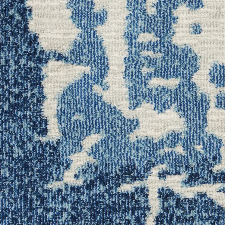 5' X 7' Blue and Ivory Abstract Distressed Non Skid Area Rug
