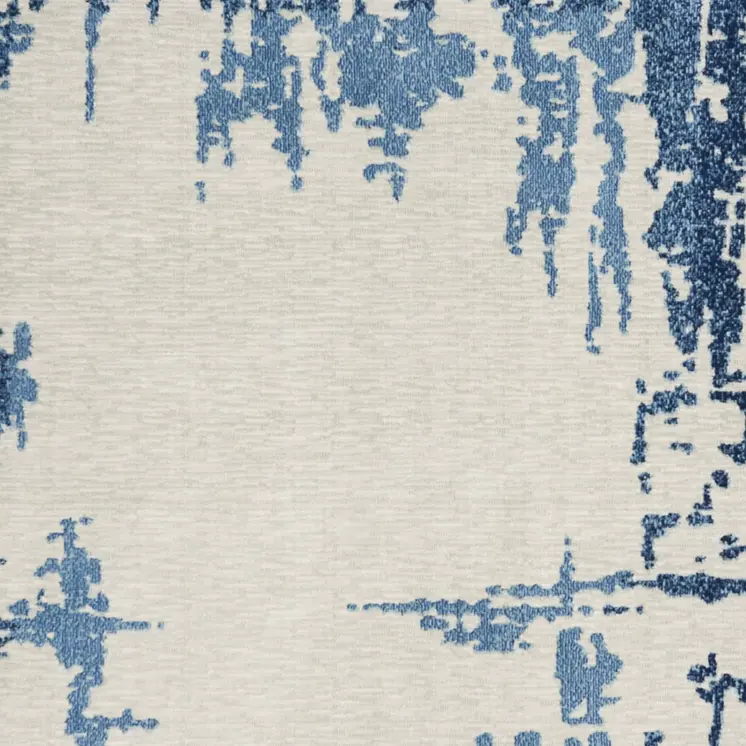 5' X 7' Blue and Ivory Abstract Distressed Non Skid Area Rug