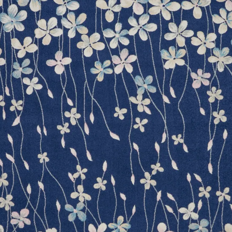 8' X 10' Navy Blue and Ivory Floral Area Rug