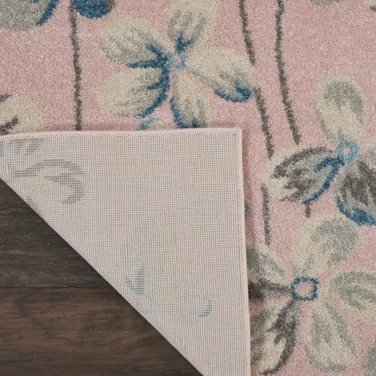 8' X 10' Pink Gray and Blue Floral Area Rug