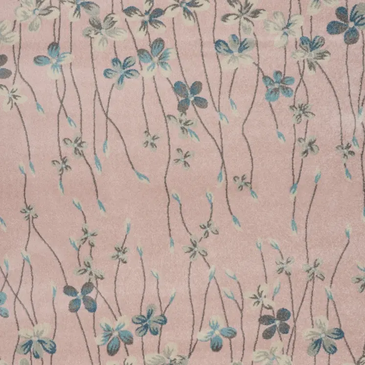 8' X 10' Pink Gray and Blue Floral Area Rug