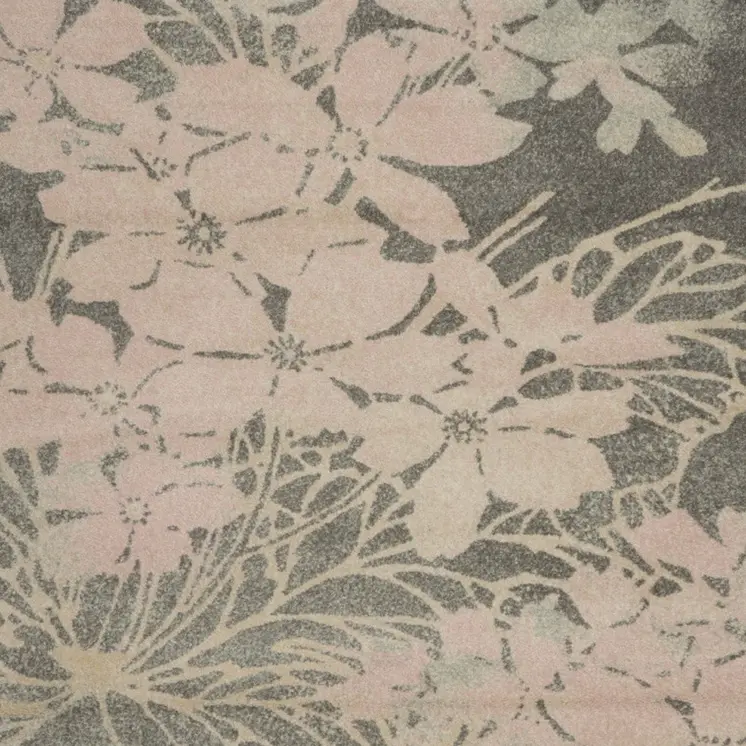 8' X 10' Gray And Pink Floral Area Rug