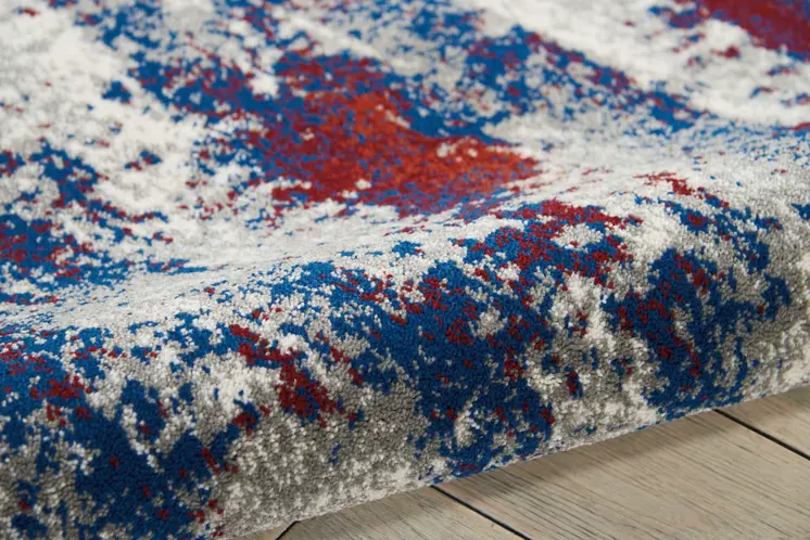 8' X 11' Ivory Red and Blue Abstract Non Skid Area Rug