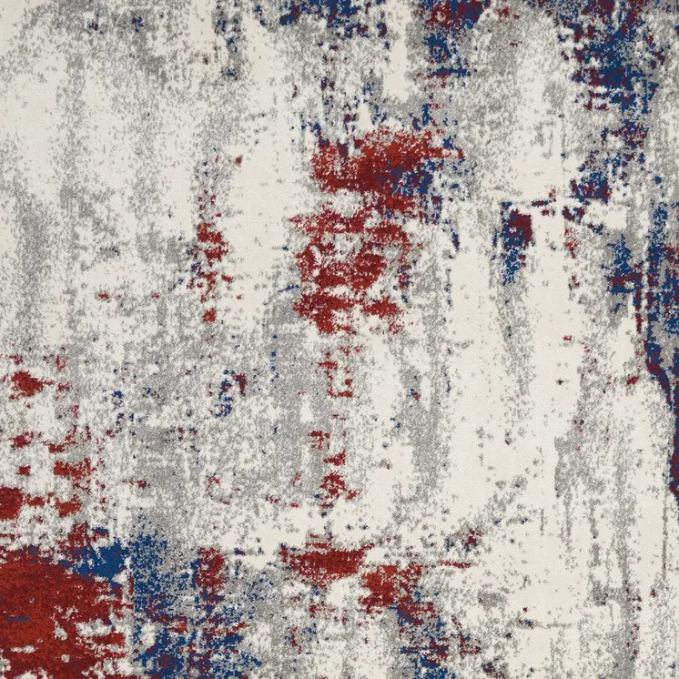 8' X 11' Ivory Red and Blue Abstract Non Skid Area Rug