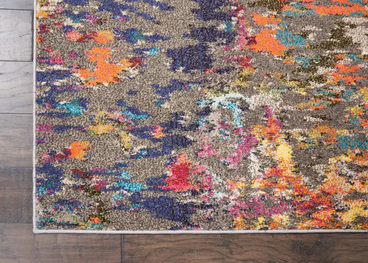 8' X 11' Blue and Orange Abstract Non Skid Area Rug