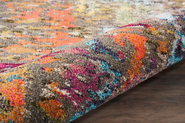 8' X 11' Blue and Orange Abstract Non Skid Area Rug
