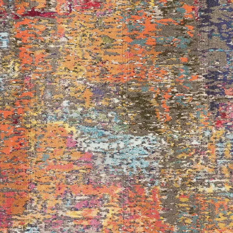 8' X 11' Blue and Orange Abstract Non Skid Area Rug