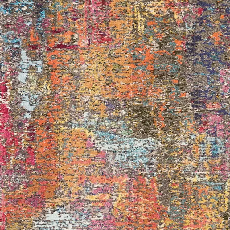 8' X 11' Blue and Orange Abstract Non Skid Area Rug
