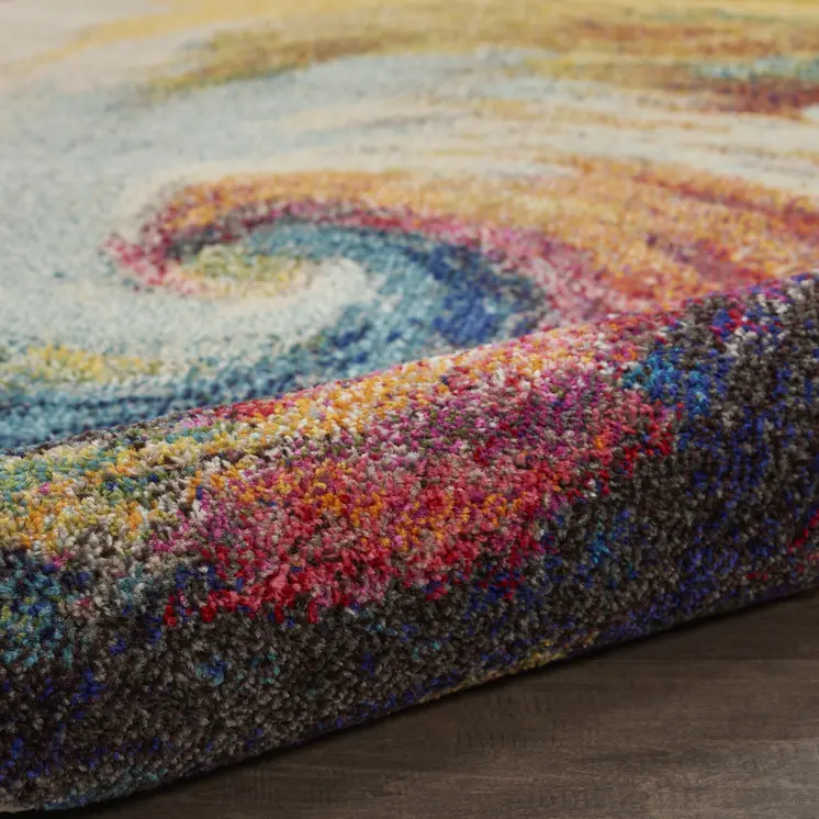 8' X 11' Blue Red and Orange Abstract Non Skid Area Rug
