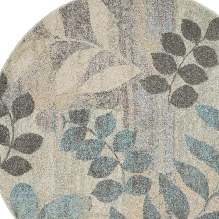 8' Green and Ivory Floral Distressed Runner Rug