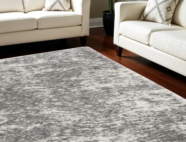 7' X 9' Charcoal and Ivory Abstract Shag Area Rug