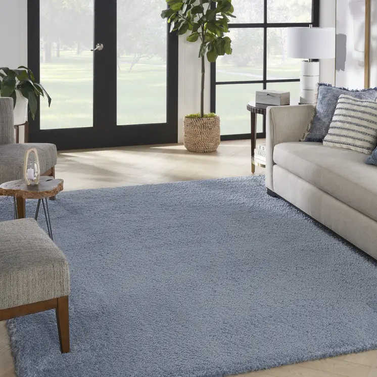7' X 9' Blue Shag Area Rug