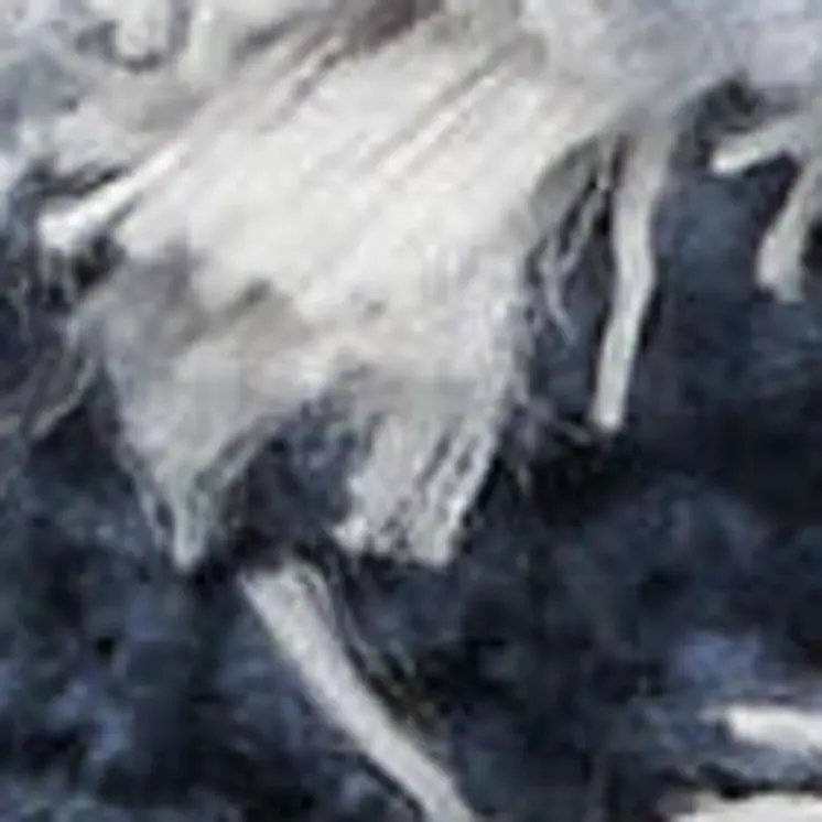 7' X 9' Light Blue Navy Blue and Beige Abstract Shag Area Rug