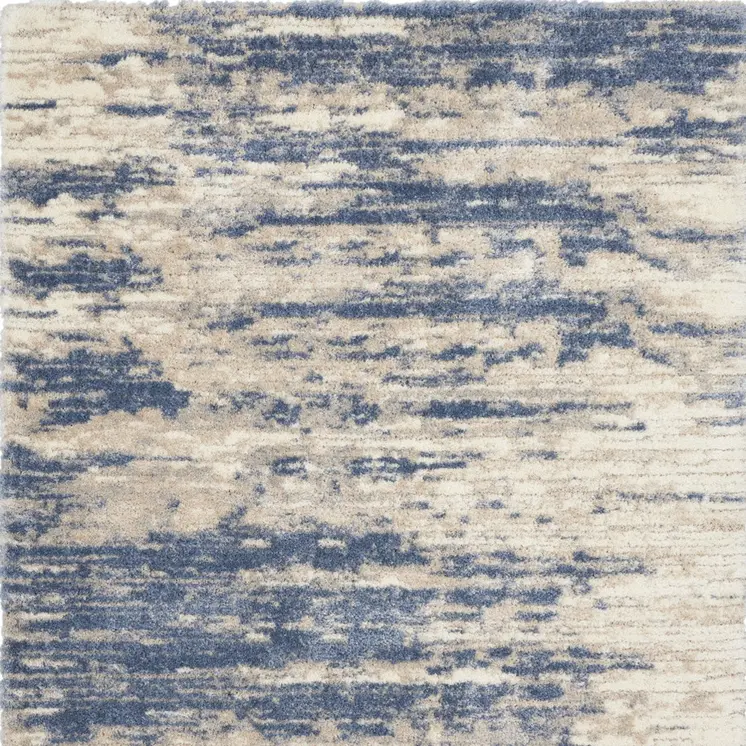 7' X 9' Light Blue Gray and Beige Abstract Shag Area Rug