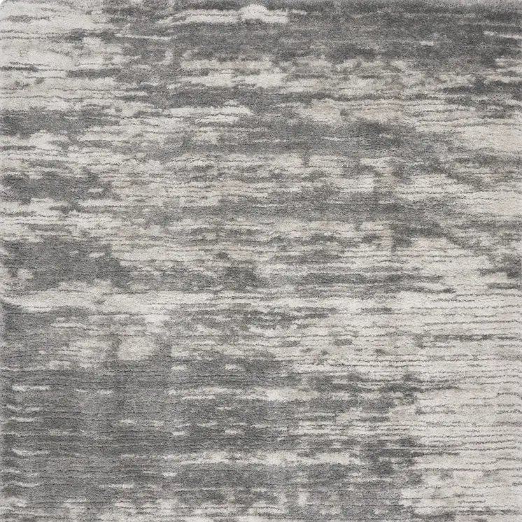 8' X 10' Charcoal and Ivory Abstract Shag Area Rug