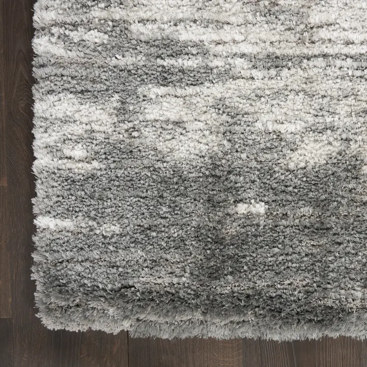 8' X 10' Charcoal and Ivory Abstract Shag Area Rug