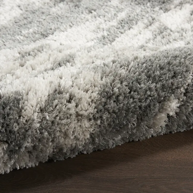 8' X 10' Charcoal and Ivory Abstract Shag Area Rug