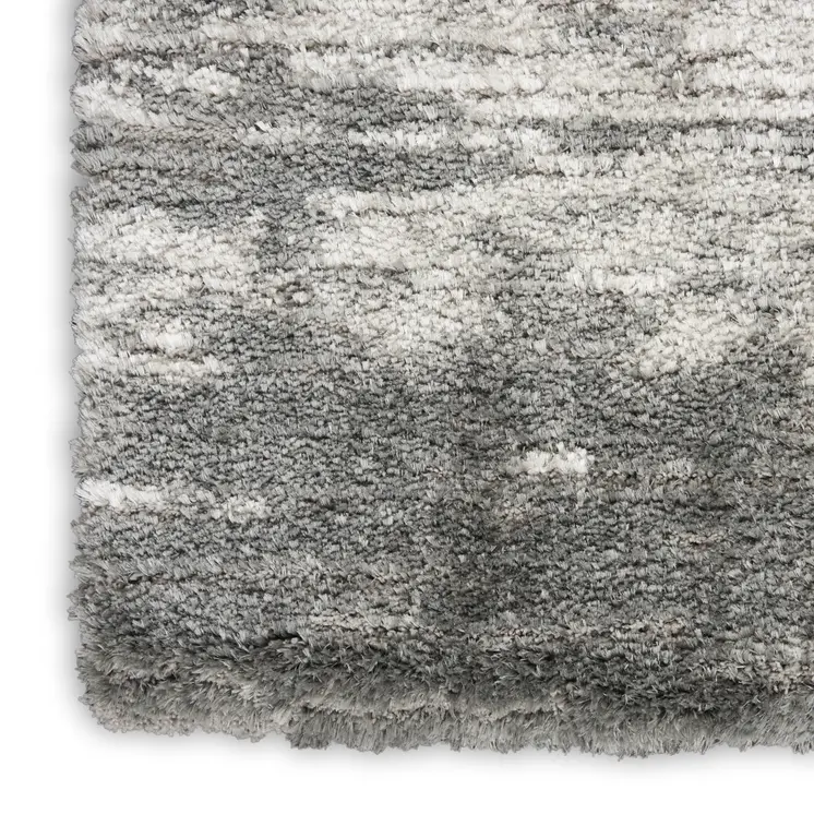 8' X 10' Charcoal and Ivory Abstract Shag Area Rug