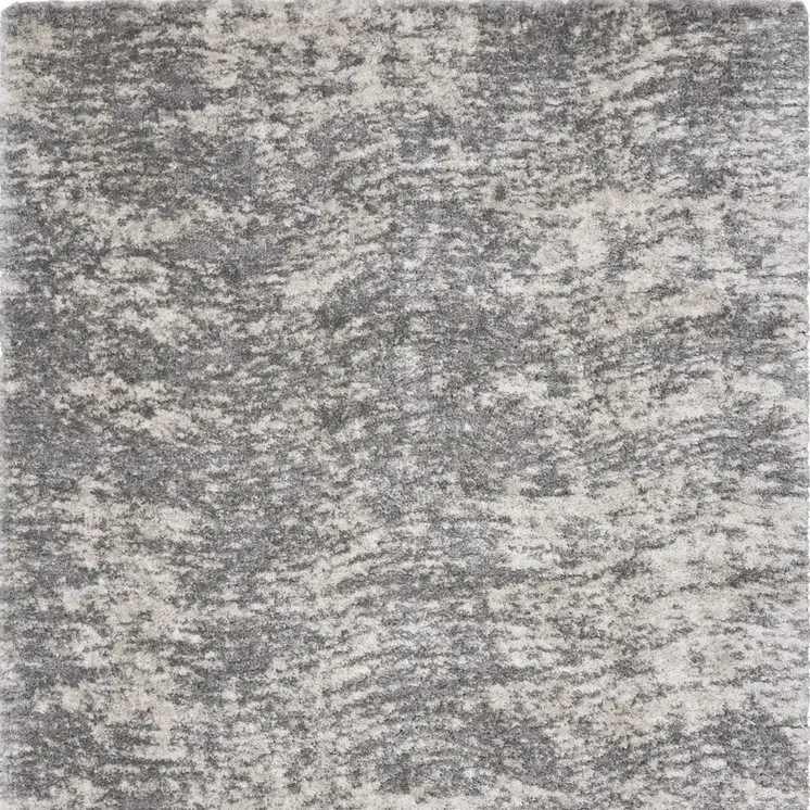 8' X 10' Charcoal and Ivory Abstract Shag Area Rug