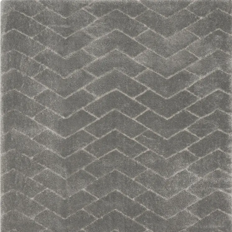 8' X 10' Gray and Light Gray Chevron Shag Area Rug