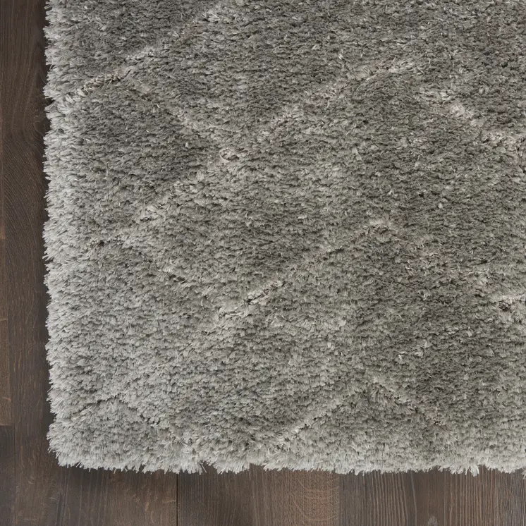 8' X 10' Gray and Light Gray Chevron Shag Area Rug
