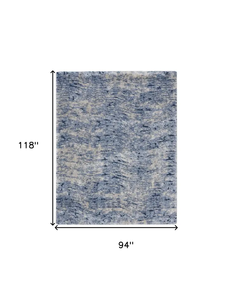 8' X 10' Sky Blue Abstract Shag Area Rug
