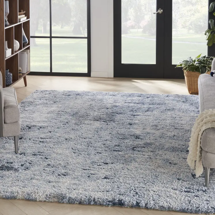 8' X 10' Sky Blue Abstract Shag Area Rug
