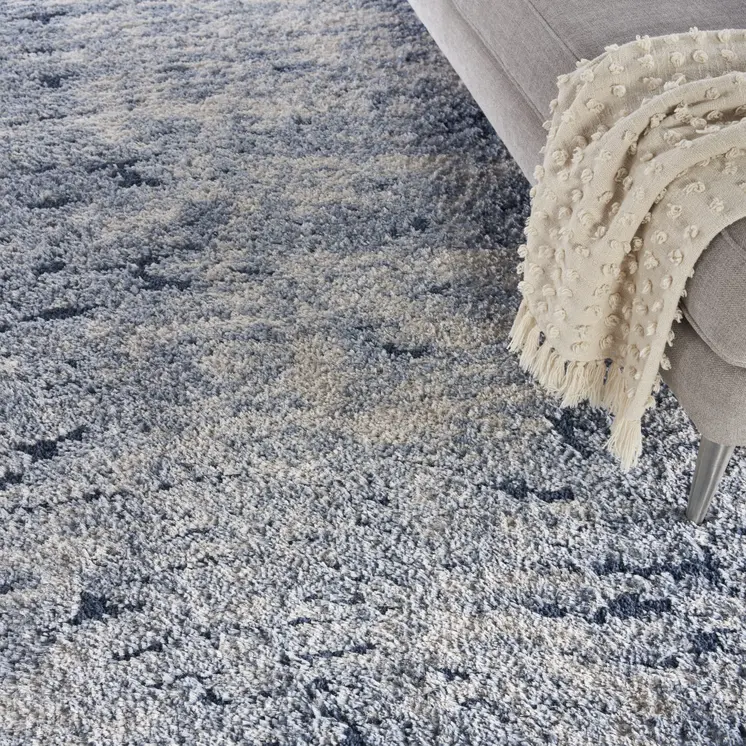 8' X 10' Sky Blue Abstract Shag Area Rug
