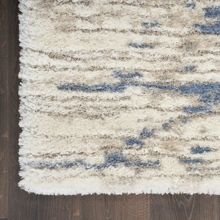 8' X 10' Light Blue Gray and Beige Abstract Shag Area Rug