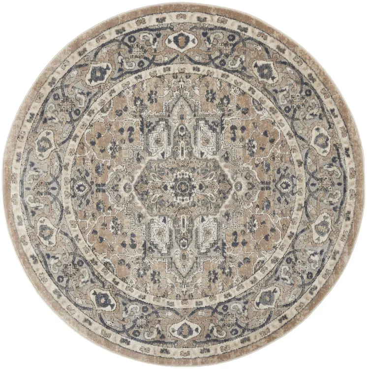 5' X 7' Blue and Red Floral Distressed Area Rug