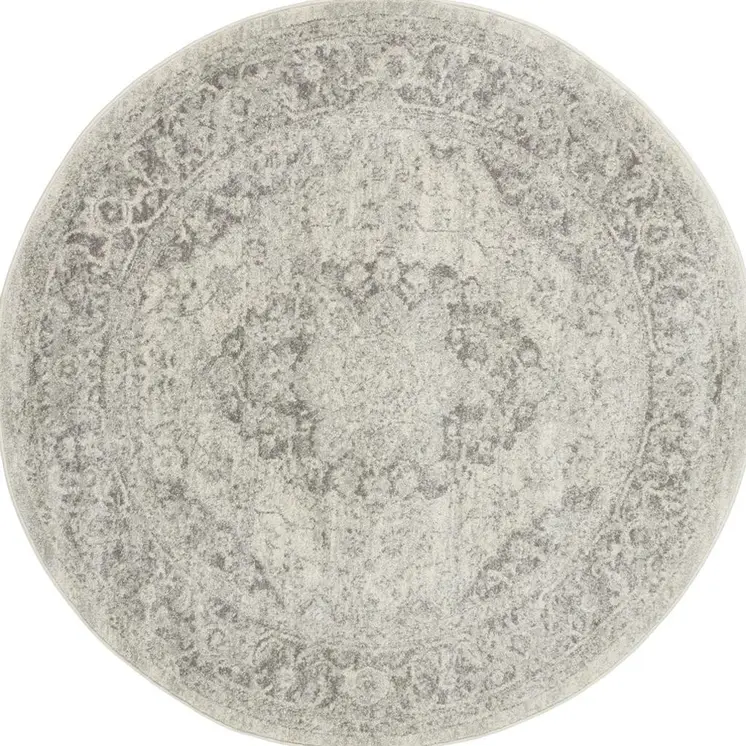 5' X 7' Green and Ivory Floral Distressed Area Rug