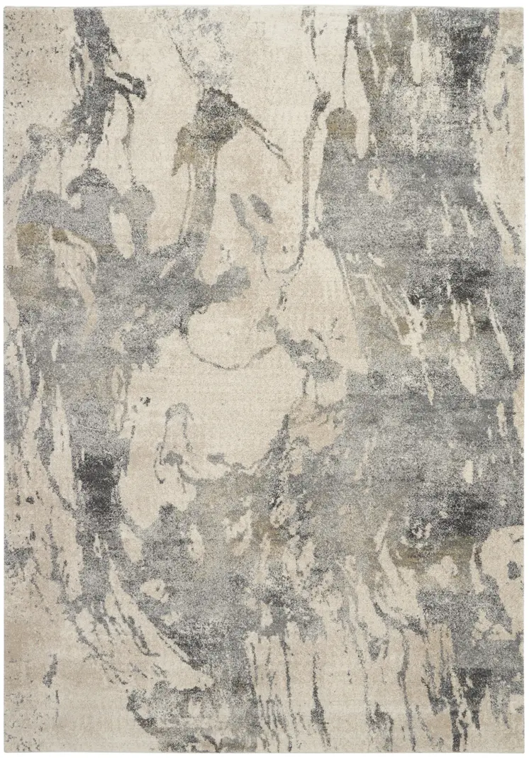 8' X 11' Cream and Gray Abstract Distressed Area Rug