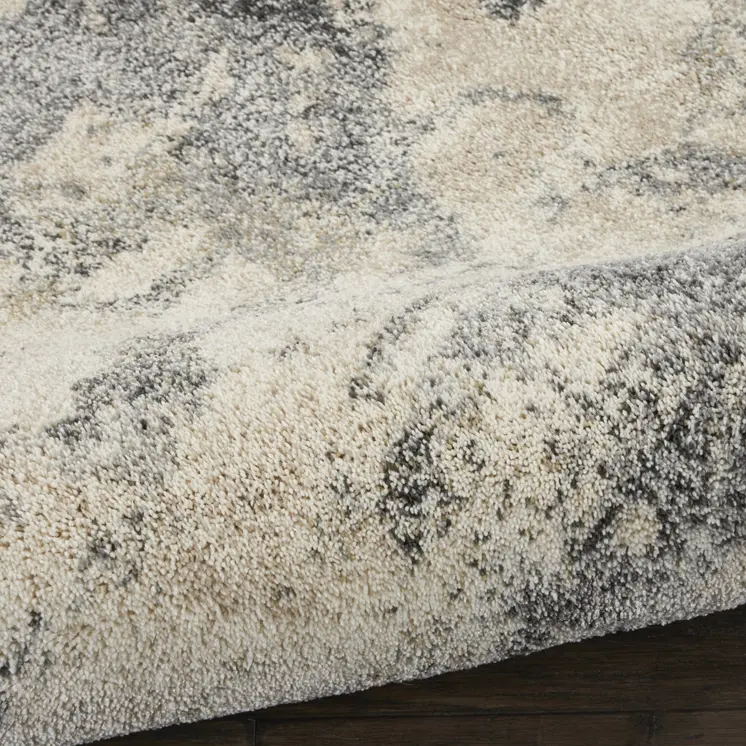8' X 11' Cream and Gray Abstract Distressed Area Rug