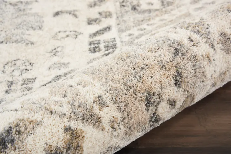 8' X 11' Cream and Gray Floral Distressed Area Rug