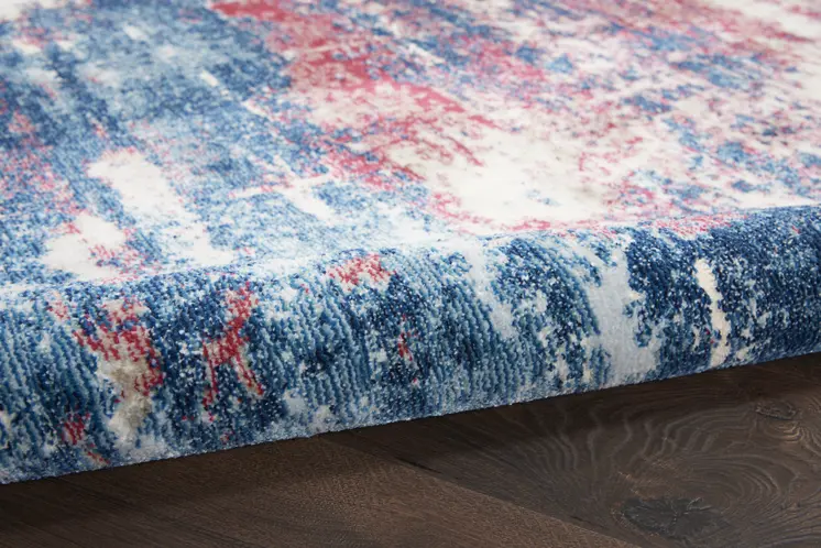 8' X 10' Ivory Red and Blue Abstract Non Skid Area Rug