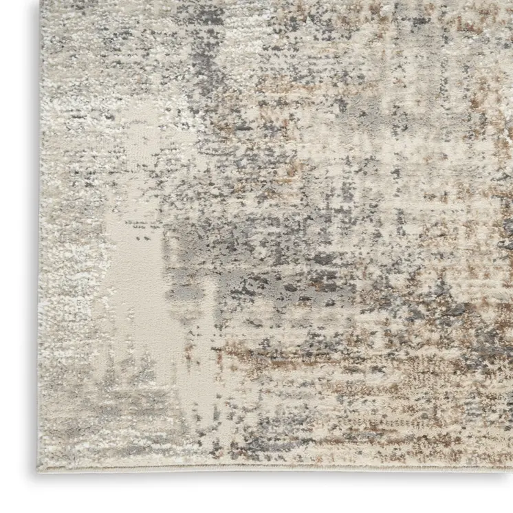 9' X 12' Beige Black and Gray Abstract Non Skid Area Rug