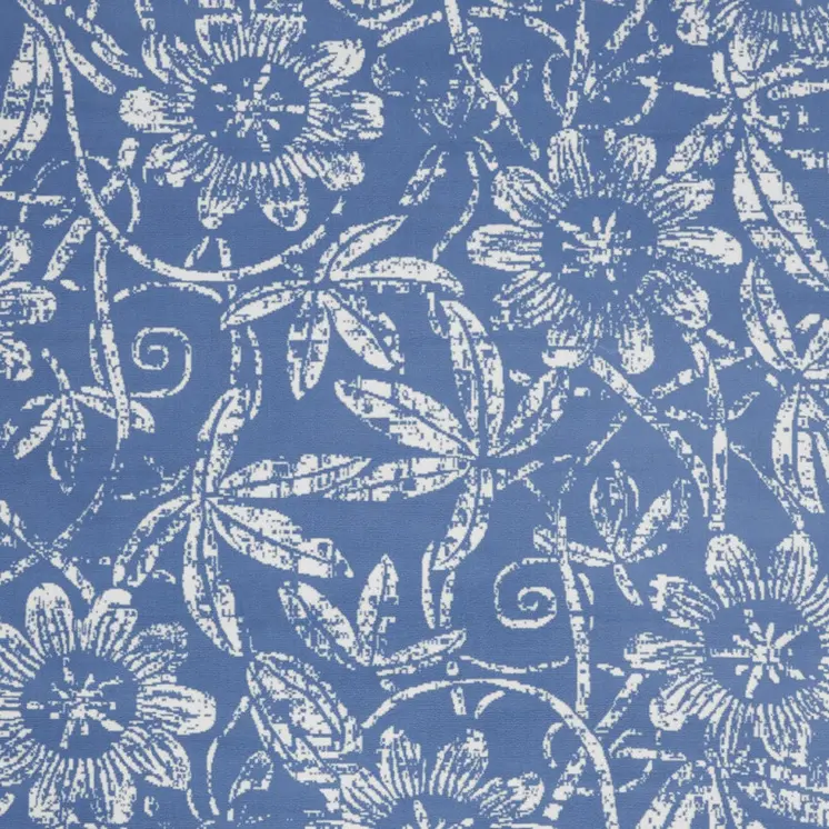 8' X 12' Blue and Ivory Floral Distressed Non Skid Area Rug