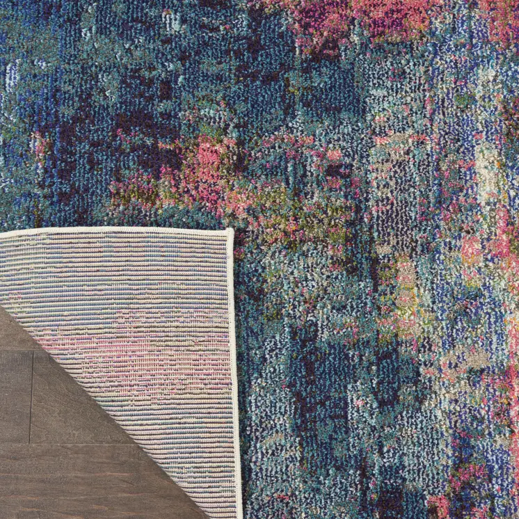 9' X 12' Blue and Yellow Abstract Power Loom Area Rug