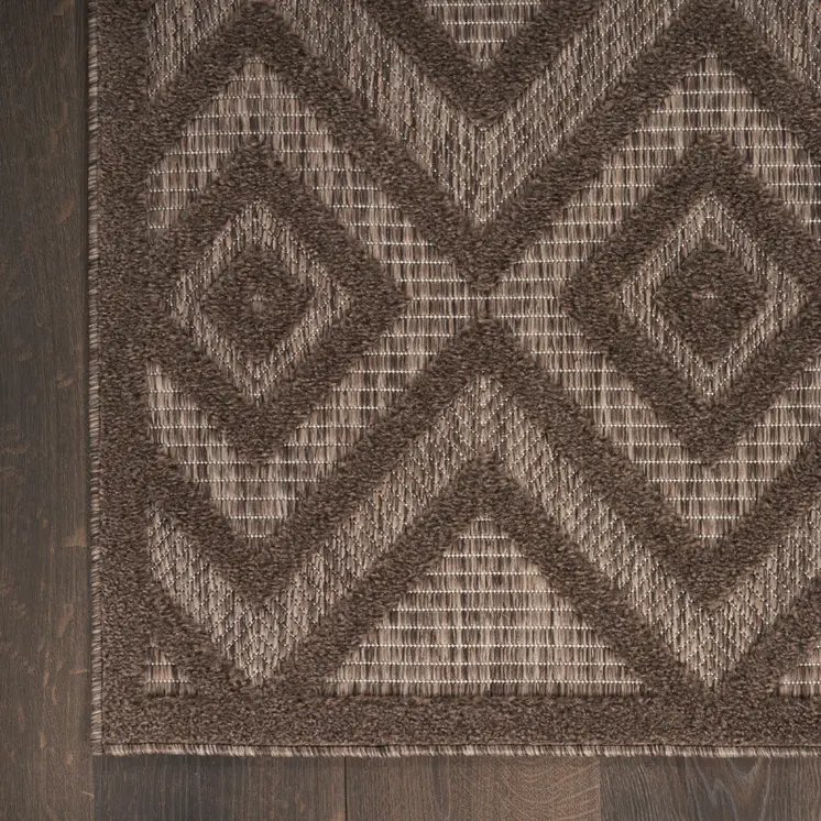9' X 12' Dark Brown And Light Brown Geometric Indoor Outdoor Area Rug