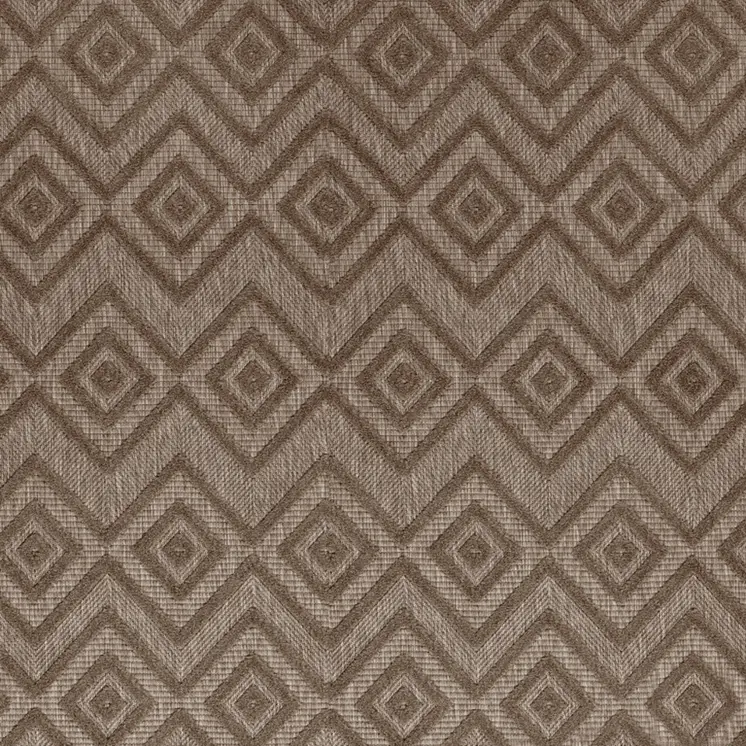 9' X 12' Dark Brown And Light Brown Geometric Indoor Outdoor Area Rug