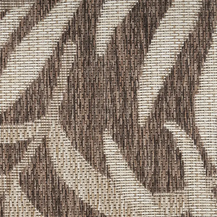 9' X 12' Brown And Ivory Palm Leaf Indoor Outdoor Area Rug
