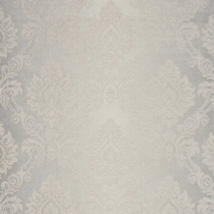 9' X 12' Gray and Ivory Damask Distressed Non Skid Area Rug