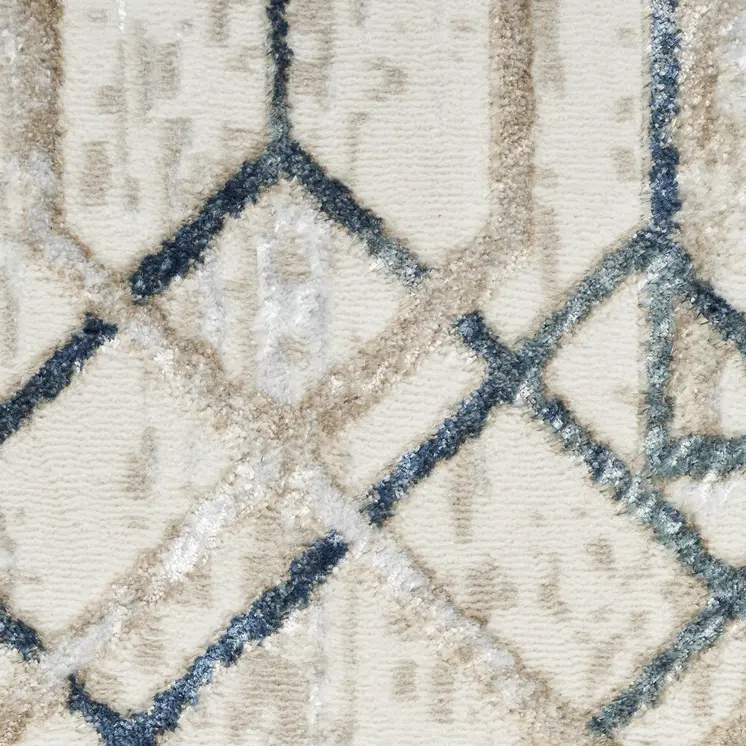 9' X 12' Ivory Black and Taupe Geometric Non Skid Area Rug