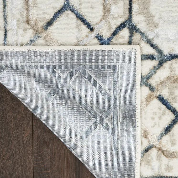 9' X 12' Ivory Black and Taupe Geometric Non Skid Area Rug