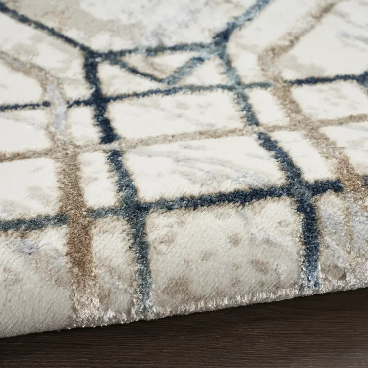 9' X 12' Ivory Black and Taupe Geometric Non Skid Area Rug