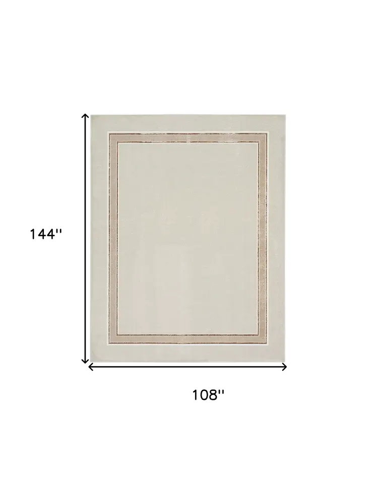 9' X 12' Gray Ivory and Cream Geometric Non Skid Area Rug